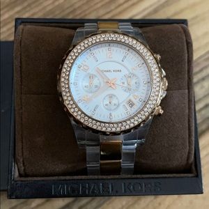 Michael Kors rose gold lucite bling watch